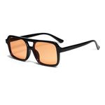 VANLINKER Retro 70s Square Aviator Sunglasses for Women Men Vintage Trendy Rectangle Sun Glasses VL9816, C2-light Orange Lens/Black Frame, Medium