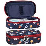 Bagseri Pencil Case for Boys - Large Capacity Pen Pouch Cute Pencil Case with Double Zip Closure Stationery Desk Organizer for Kids School Office Supplies Kids Pencil Case(Dark Blue/Astronaut)