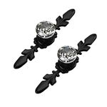 BOZONLI 2 Pack Crystal Drawer Knobs Diamond Shape Cabinet Door Knobs Cupboard Wardrobe Drawer Pull Handles with 120mm Black Leaf Plate