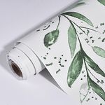 Dzhuywer Green Leaf Wallpaper Vintage Floral Contact Paper Peel and Stick Wallpaper Boho, Self Adhesive Removable Wallpaper, Willow Leaf Wall Paper Retro Cabinet Furniture Bedroom 17.7" x 118" Vinyl