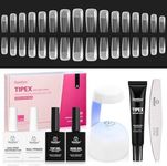 Beetles Tipex Pre-Building Instant Apex Nail Tips Kit – Square Long, 224PCS in 16 Sizes | Pre-Etched, Thick Full Cover Acrylic Tips with Nail Glue, Dehydrator, Primer, Base & Top Coat, Mini UV Lamp