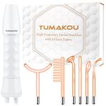 High Frequency Wand - TUMAKOU 6 IN1 Portable Neon High Frequency Facial Skin Tightening Wand Machine - Orange Light Therapy Electrode Face Device for Acne,Wrinkle,Hair - with Different 6 Glass Tubes