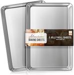 Eatex Aluminum Baking Sheet Set, 2 Pack Cookie Sheet Set, 10" x 15" Jelly Roll Baking Pan Set, Cookie Sheets for Baking Nonstick, Quality Baking Pans Set, Steel Baking Sheets for Oven, Jelly Roll Pan