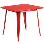 Flash Furniture 31.5SQ Metal Outdoor Table, Red, 31.5" Square