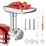 Metal Food Grinder Attachments for KitchenAid Stand Mixers and Cuisinart Stand Mixers SM-50 Series. Sausage Stuffer, Meat Grinders Electric, Food Processor. For Kitchen aid Mixer Attachments., JR-001