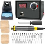 FIRElood wood burning tool,wood burning kit Pen 25~750℃,professional wood burning kit,with digital thermometer temperature adjustable temperature,1 wood burning pens, 30 wood burning Pen tips