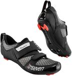 Triseven Cycling Shoes Men Women - Road Bike Cycling Shoes Unisex - Breathable Hard Sole - Cycling Shoes - Compatible with Delat, KEO, SPD and SPD-SL - Triathlon Riding Shoes, Black, 7.5