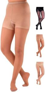 Made in USA - Plus Size Sheer Compression Pantyhose for Women 20-30mmHg - Womens High Waist Compression Tights for Arthritis, Leg Pain, Edema, Embolism - Beige, 3X-Large - A207BE6