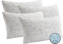 Clara Clark Memory Foam Pillow - Queen Size Set of 4 Memory Foam Pillows, Rayon Derived from Bamboo Pillow, Cooling Pillow, Adjustable Pillow, Removable Bed Pillow Cover