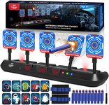 Lehoo Castle Nerf Target, 5 Electronic Digital Target for Nerf Guns, Shooting Targets with Auto-Reset, Scoring Target Includes 20 Bullets, Hand Wrist Bands, Stickers, Outdoor Game for Boys Girls