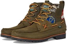 POLO RALPH LAUREN Men's Ranger Mid Suede & Twill Boot Ankle, Canopy Olive, 10.5