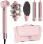 MESCOMB 5 in 1 High-Speed Hot Air Styler - Professional Frizz-Free Blow Dryer Brush, Fast Drying Hair Dryer, No Heat Damage - Curl, Volumize, Straighten with Travel Bag
