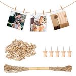 Furuising 150PCS Mini Wooden Pegs, 2.5cm Natural Small Photo Pegs,Small Pegs for Hanging Photos,Wooden Pegs Craft with 10M Jute String for Photo Wall Display,Craft,Weddings & Party