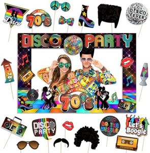 70s Party Decorations Disco Themed Party Decorations 70's Photo Booth Props with Wooden Sticks Photo Booth Frame for 1970s Dance Disco Themed Party, Disco Boogie Theme Party, Hippie Party (20 Pieces)