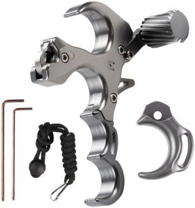 GQT Bow Release for Compound Bow, Adjustable 3/4 Finger Archery Thumb Release Trigger with Wrist Strap & Wrench, Ambidextrous Archery Release Aid for Left & Right Hand Archers (Silver-Upgraded)