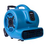 XPOWER P-800H Pro 3/4 HP 3200 CFM Centrifugal Air Mover, Carpet Dryer, Floor Fan, Blower, Telescopic Handle and Wheels, for Water Damage Restoration, Janitorial, Plumbing, Home Use, Blue