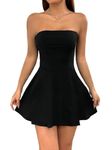 TIVANTE Solid Tube Sleeveless Fit & Flare Mini Dress for Women (in, Alpha, S, Black)