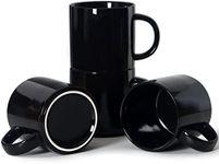 12 oz Stackable Coffee Mugs, Smilatte M101 Novelty Ceramic Cup for Boy Girl Lover, Set of 4, Black
