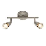 Amalfi 2 Way Adjustable Bar Spotlight Fixture - IP20 Semi Flush Ceiling Light - GU10 LED Compatible Spotlight Lamp - Residential and Commercial Dimmable Light Fitting | Satin Silver Finish