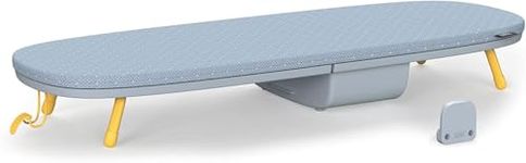 Handcuffs Tabletop Ironing Board Table with Wide Surface Foldable Legs & Iron Holder Poatable (Grey)