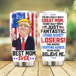 Kingdom09 Best Mom Ever Tumbler, Trump Gifts For Mom From Son Daughter, Birthday Gifts for Women, Mom, Mother, Mom Birthday Gifts Mother’s Day Gift 20oz Stainless Steel with Lid Cold Hot Water Coffee