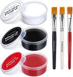 BOBISUKA Black + White + Red Oil Face Body Paint Set, Large Capacity Professional Paint Palette Kit with Brushes for Art Theater Halloween Party Cosplay Clown Sfx Makeup for Adults