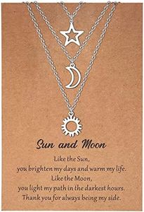 KALVICA 3 Pièces Collier Femme Soleil Lune Pendentif Etoile Collier Soeur Amitié Pendentif pour Best Friend Cadeau Parfait Argent Acier Inoxydable Fille Argent Collier