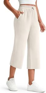 G4Free Yoga Pants for Women with Pockets High Waist Wide Leg Capri Pants Soft Relaxed Loose Fit Comfy Casual Lounge Pajamas(Ivory,Regular)