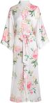 Aensso Long Soft Lightweight Silky Kimonos Robes for Women, Luxury Japanese Floral Womens Kimono Robe (Full-blown Flowers)