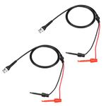 2Pcs Oscilloscope Probes Clip Test Lead Grabbers Coaxial Cable Coax Mini BNC to Dual Testing Plunger Hook for Testing Work for MechanicalAnalyzers and data acquisition