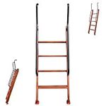 Wood Ladder with Extra Long Handrail, Step Ladder Replacement for Library Camper Bunkhouse Trailer, Floor Stand Bunk Bed Ladder Stairs (Color : Brown, Size : 4 Step - 125cm (49 1/4in))