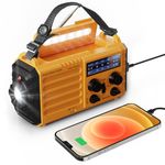 Mesqool Wind Up Radio Solar Powered, 5000mAh Emergency Hand Crank AM FM Radio with Flashlight, Reading Lamp, USB Phone Charger, SOS Alarm and Compass