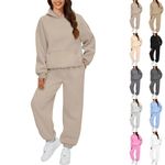 Ladies Tracksuit Sets, Ladies Tracksuit Bottoms Loungewear Sets for Women UK Women's Sweat Suits Sets 2 Piece Co Ord Women Knitted Loungewear Sets for Women UK 2 Piece Sweater Set Women Beige