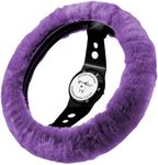 Andalus Brands Australian Sheepskin Steering Wheel Cover, Anti-Slip Universal 15 Inch Fuzzy Steering Wheel Cover Offers a Plush Velvet-Like Touch, Eco-Friendly Fluffy Steering Wheel Cover (Purple)