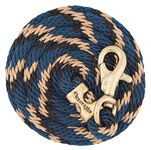 Weaver Leather Poly Lead Rope Brass Plated Bull Trigger Snap Navy/Black/Tan, 5/8" x 10'