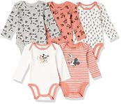 Amazon Essentials Disney | Marvel | Star Wars Unisex Babies' Long-Sleeve Bodysuits, Pack of 5, Mickey Expressions, Newborn