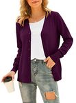 HAOMEILI Women's V Neck Button Down Knitwear Long Sleeve Soft Basic Knit Cardigan Sweater(XL Purple)