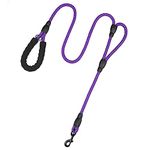 PLUTUS PET Strong Rope Dog lead 6ft Long with Two Padded Handles,Heavy Duty,Reflective Double Handle Training Dog Lead for Large Dogs or Medium Dogs,Dual Handles Leash(Violet)