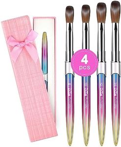 ZoCCee 4Pcs Acrylic Nail Brush - Size #8, #10, #12, #14 - 100% Kolinsky Nail Brushes for Acrylic Application (Gradient)