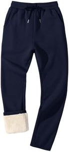 Flygo Men's Fleece Lined Sherpa Sweatpants Winter Warm Pants Jogger Lounge Athletic Pant with Pockets, Blue (Open Bottom), X-Large