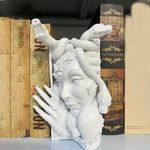 JARPSIRY Medusa Head Book Nook Decorative Bookends, Unique Snake Women Face Book Ends Heavy Duty Book Stopper for Home Office Desk, Vintage Shelf Decor (White)