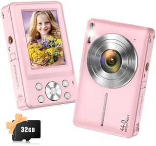 Digital Camera, 2024 Upgraded FHD 1080P Digital Camera for Kids with 16X Zoom, Flashlight, 32GB Card, 44MP Point and Shoot Camera Compact Small Selfie Camera for Girls, Boys, Teens, Students,Pink