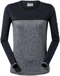 Berghaus Women's Voyager Long Sleeve Tech Tee Base Layer, Carbon Marl/Jet Black, 12