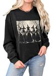 SUNFLYLIG This Is Some Boo Sheet Halloween Sweatshirt for Women Funny Ghost Graphic Shirt Spooky Season Long Sleeve Tops, Girls/Black, Small