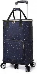 Biliehoo 50kg Load Foldable Shopping Trolley with 5 360° Swivel Wheels 40L Waterproof Insulated Bag Utility Collapsible Grocery Trolley Cart Star