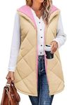 Zeagoo Vest Tops for Women Reversible Puffer Vest Coat Sleeveless Sherpa Fleece Jacket Zip Up Long Warm Winter Coat