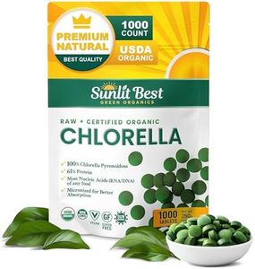 Sunlit Best USDA Organic Premium Chlorella Tablets 1000 Count | 100% Pure Chlorella Superfood Supplement High in Protein, Chlorophyll, Vitamins, & Minerals | Supports Good Health, Wellbeing