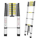 YA MI Telescopic Ladders, Multi-Purpose Folding Aluminum Extension Ladder, It is applicable to RV, Attic, Home and outdoor work, With the maximum bearing capacity of 150KG (15.5Ft/4.7M)