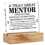 Appreciation Gifts for Mentor Boss Coach, Thank You Mentor Desk Decor Acrylic Desk Plaque Sign with Wood Stand Home Office Desk Sign Keepsake Boss Lady Present