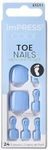 KISS imPRESS No Glue Pedi Press-On Toenails, Light Blue, Sky Blue, Squoval Shape, Includes 24 Nails, Prep Pad, 1 Manicure Stick, 1 Mini File